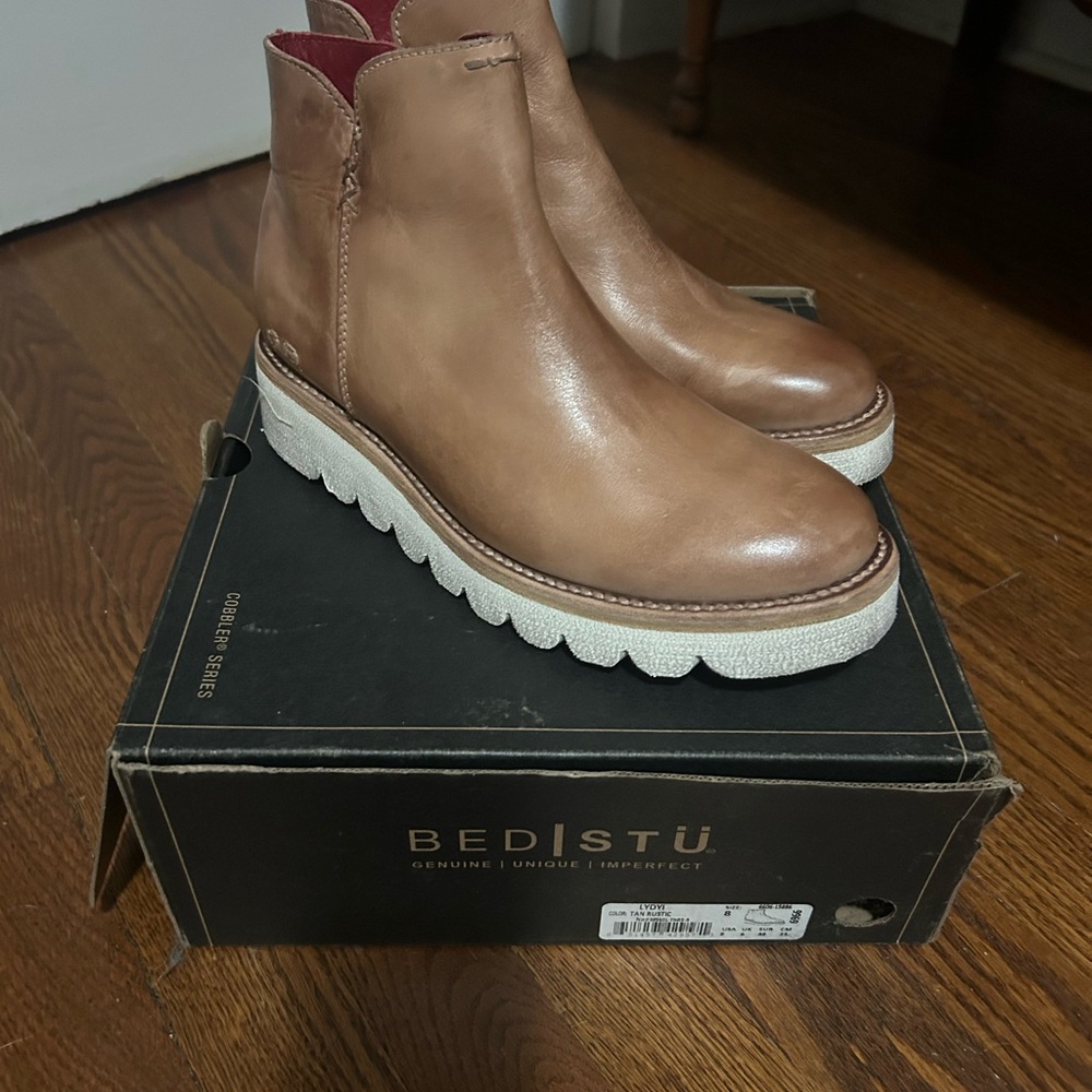 BED|STU Tan Leather Ankle Booties